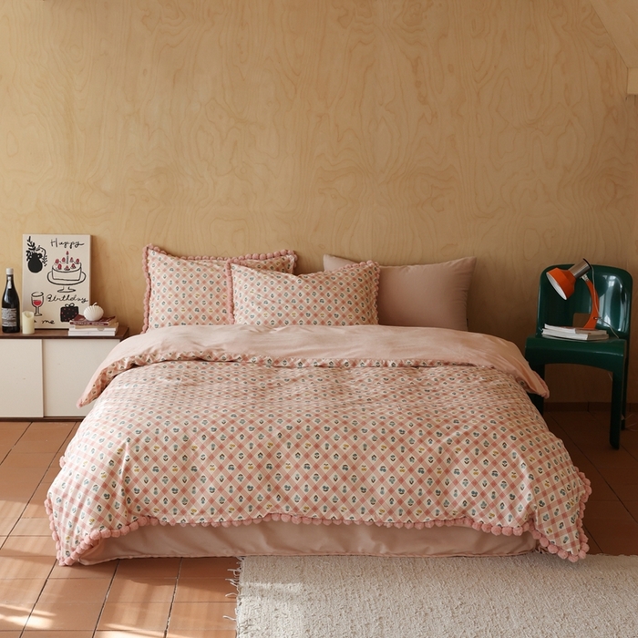 91家纺网 家纺一手货源 找家纺 棉眠 2024新款AB版毛球款棉加绒四件套 甜茶日记（棉加绒）