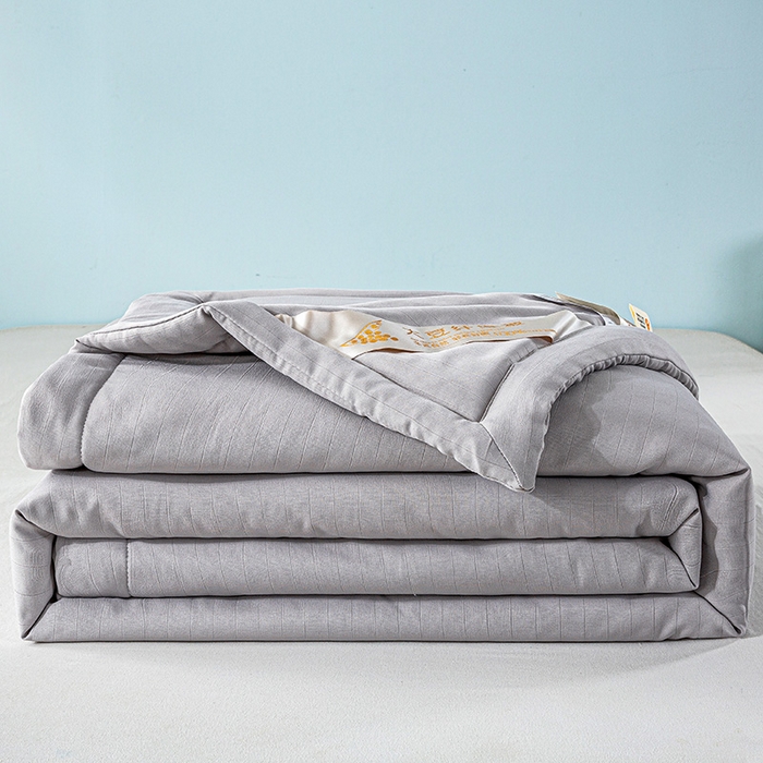 91家纺网 家纺一手货源 找家纺 森林人 2024新款A类双层纱大豆纤维夏凉被 双层纱-浅灰