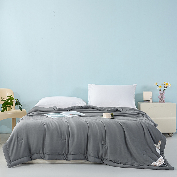 91家纺网 家纺一手货源 找家纺 森林人 2024新款A类双层纱大豆纤维夏凉被 双层纱-深灰