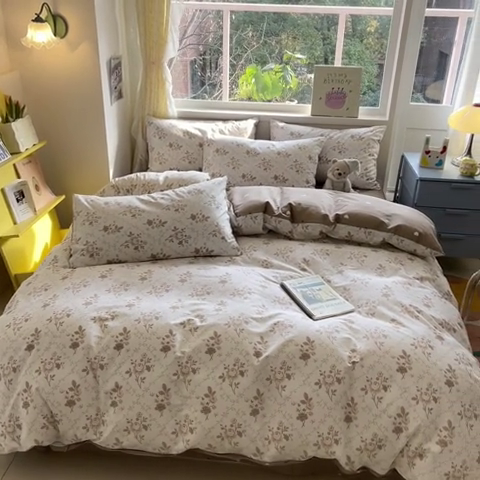 91家纺网 家纺一手货源 找家纺 雅居纺 2024新款高密全棉13070印花四件套 墨韵