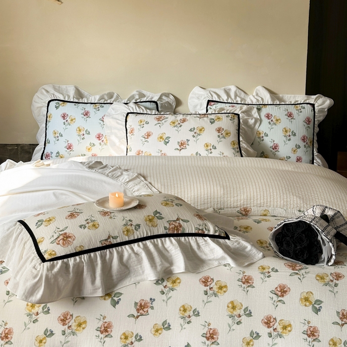 91家纺网 家纺一手货源 找家纺 玛奇朵 2024新款法式复古全棉A类双层皱纱-班娜花园 班娜花园-米