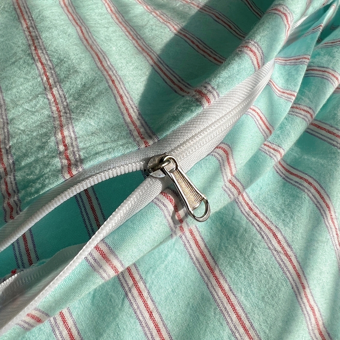 91家纺网 家纺一手货源 找家纺 玛奇朵 2024新款多巴胺INS博主同款全棉色织条纹混搭-布拉格 布拉格-蓝