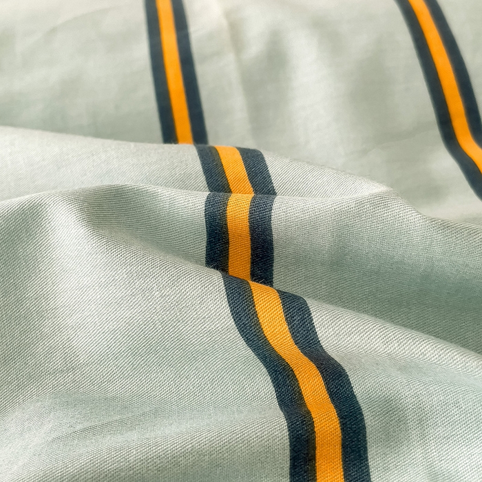 91家纺网 家纺一手货源 找家纺 梦家居 2024新款春季新品北欧简约风四件套 蓝桔宽条