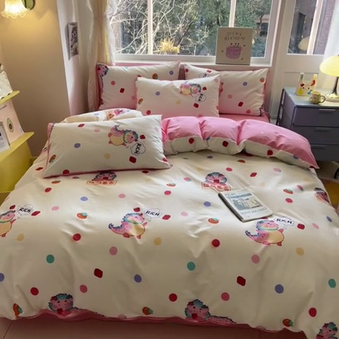 91家纺网 家纺一手货源 找家纺 雅居纺 2024新款高密全棉13070印花四件套 发财暴富