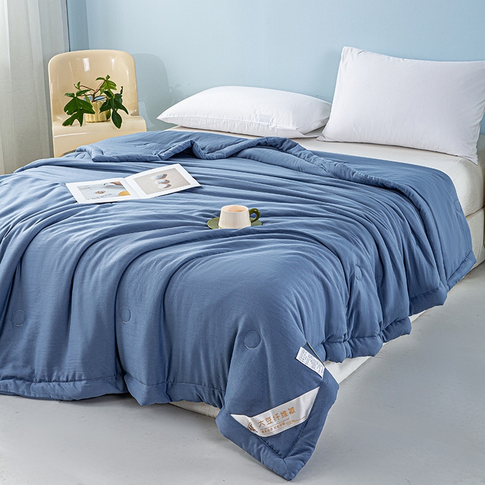 91家纺网 家纺一手货源 找家纺 森林人 2024新款A类双层纱大豆纤维夏凉被 双层纱-宾利蓝