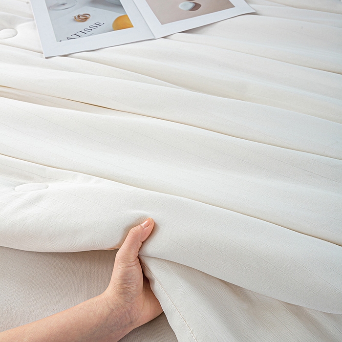 91家纺网 家纺一手货源 找家纺 森林人 2024新款A类双层纱大豆纤维夏凉被 双层纱-奶昔白