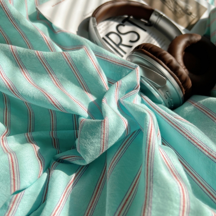 91家纺网 家纺一手货源 找家纺 玛奇朵 2024新款多巴胺INS博主同款全棉色织条纹混搭-布拉格 布拉格-蓝