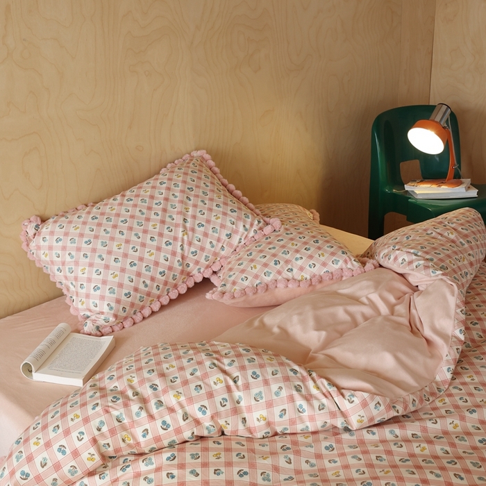 91家纺网 家纺一手货源 找家纺 棉眠 2024新款AB版毛球款棉加绒四件套 甜茶日记（棉加绒）