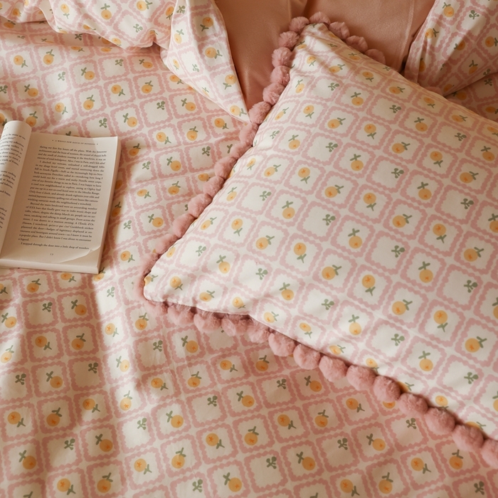 91家纺网 家纺一手货源 找家纺 棉眠 2024新款AB版毛球款棉加绒四件套 蜜夏红（棉加绒）