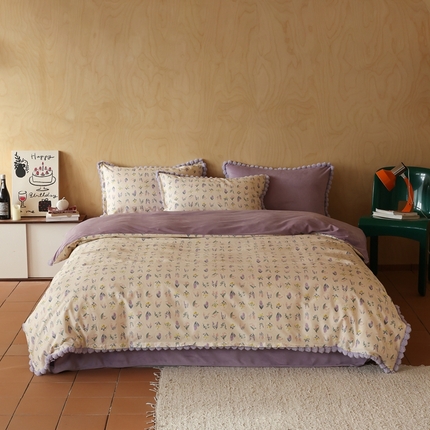 棉眠 2024新款AB版毛球款棉加绒四件套 浅薇（棉加绒）