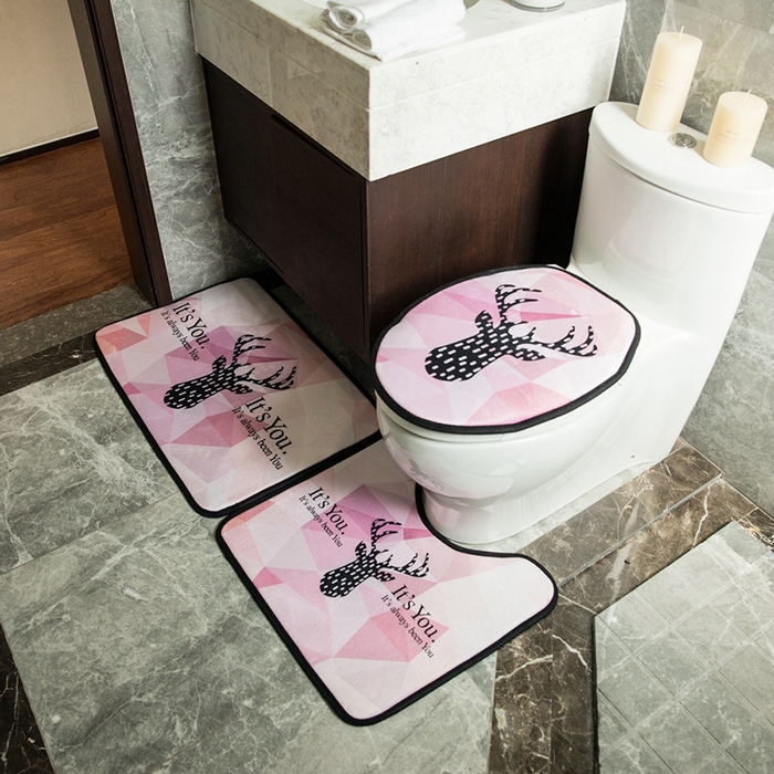 91家纺网 家纺一手货源 找家纺 爵仕家纺 2024新款网销款卫浴三件套地垫马桶盖 印象鹿