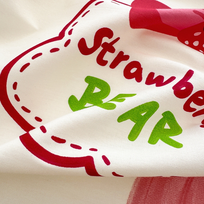 91家纺网 家纺一手货源 找家纺 清雅福 2024新款全棉13372小清新四件套-第三季 爱心草莓熊