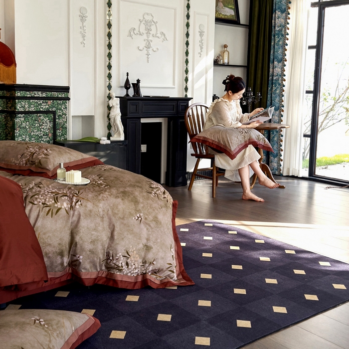 91家纺网 家纺一手货源 找家纺 由丽家纺 2025新款数码印花四件套-云裳 云裳-驼