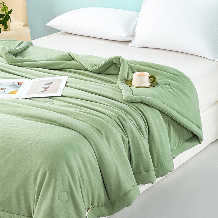 91家纺网 家纺一手货源 找家纺 森林人 2024新款A类双层纱大豆纤维夏凉被 双层纱-薄荷绿