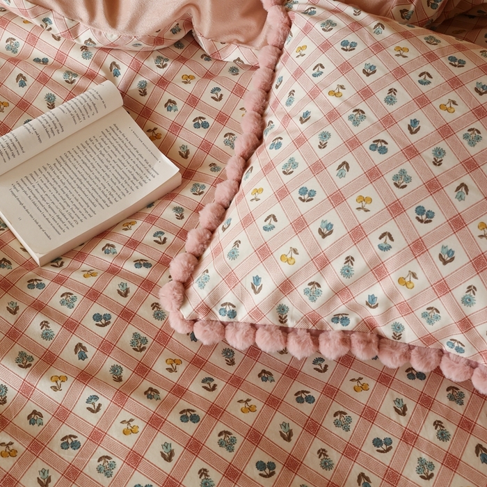 91家纺网 家纺一手货源 找家纺 棉眠 2024新款AB版毛球款棉加绒四件套 甜茶日记（棉加绒）