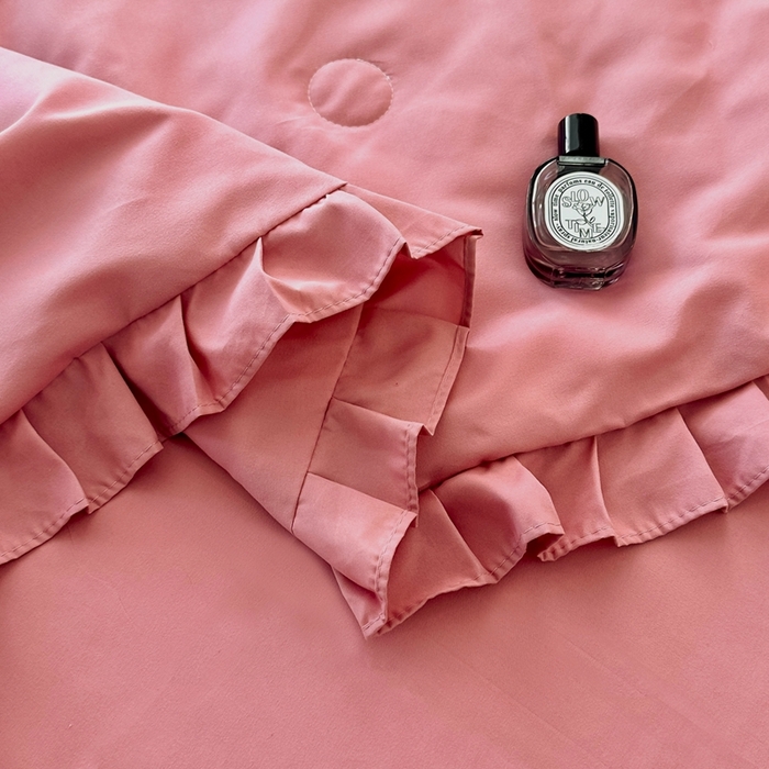 91家纺网 家纺一手货源 找家纺 金米诺 2024新款水洗磨毛花边四件套夏被四件套-蜜恋 蜜恋-豆沙