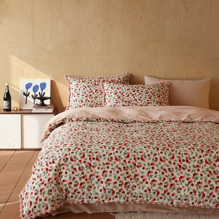 91家纺网 家纺一手货源 找家纺 棉眠 2024新款AB版毛球款棉加绒四件套 胭脂（棉加绒）