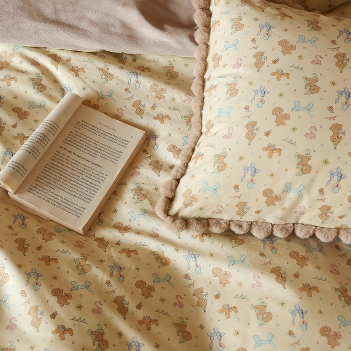 91家纺网 家纺一手货源 找家纺 棉眠 2024新款AB版毛球款棉加绒四件套 贵宾-黄（棉加绒）