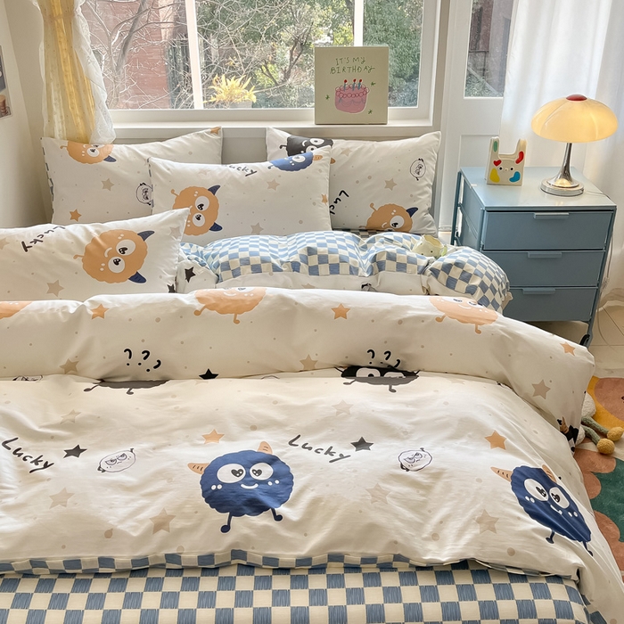 91家纺网 家纺一手货源 找家纺 雅居纺 2024新款高密全棉13070印花四件套 LUCK星