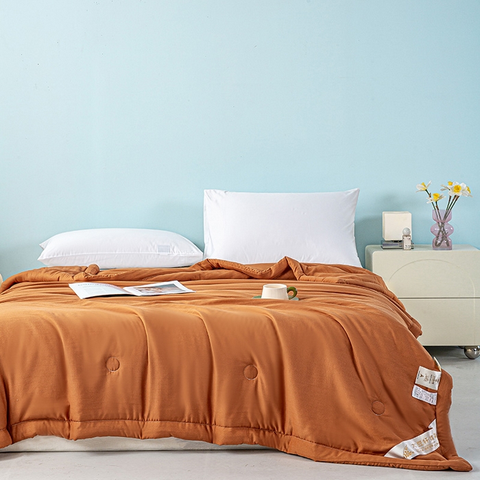 91家纺网 家纺一手货源 找家纺 森林人 2024新款A类双层纱大豆纤维夏凉被 双层纱-焦糖色