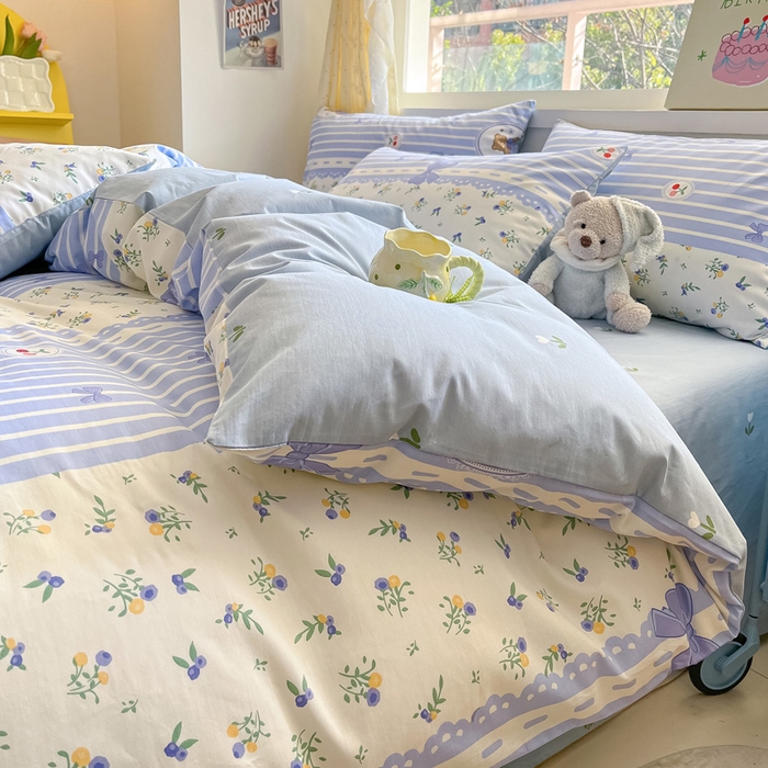 91家纺网 家纺一手货源 找家纺 雅居纺 2024新款高密全棉13070印花四件套 兰花熊