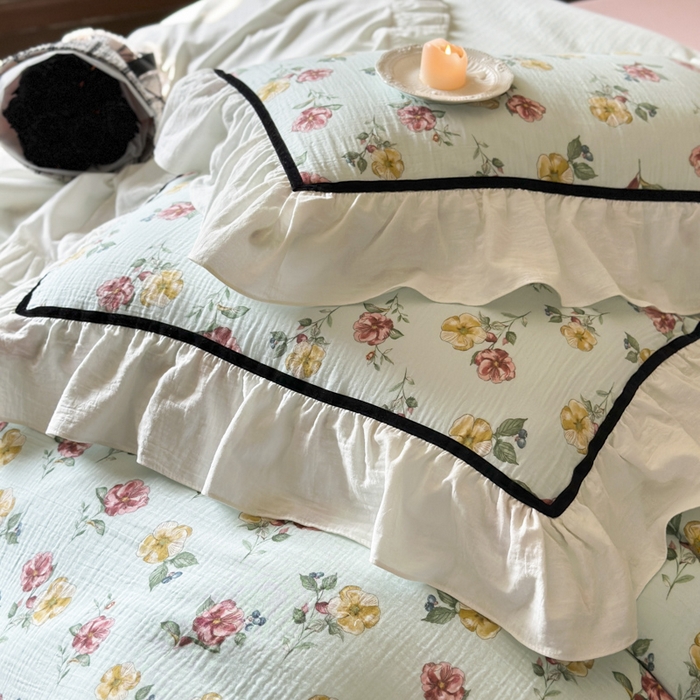 91家纺网 家纺一手货源 找家纺 （总）玛奇朵 2024新款法式复古全棉A类双层皱纱-班娜花园