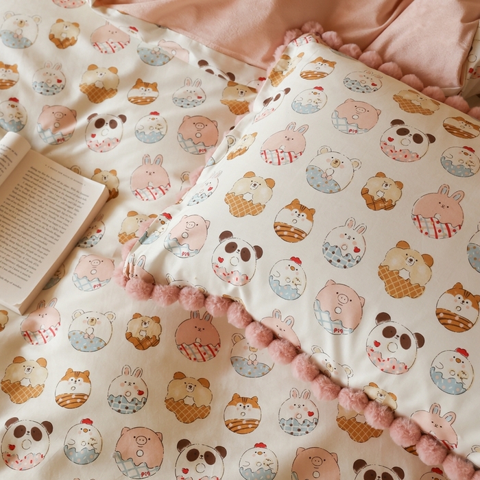 91家纺网 家纺一手货源 找家纺 棉眠 2024新款AB版毛球款棉加绒四件套 甜甜圈（棉加绒）