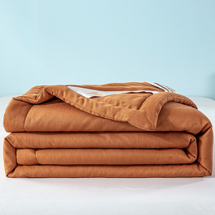 91家纺网 家纺一手货源 找家纺 森林人 2024新款A类双层纱大豆纤维夏凉被 双层纱-焦糖色