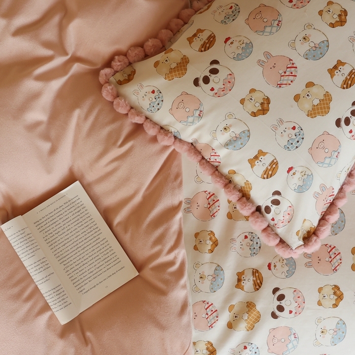 91家纺网 家纺一手货源 找家纺 棉眠 2024新款AB版毛球款棉加绒四件套 甜甜圈（棉加绒）