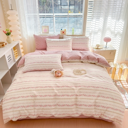 91家纺网 家纺一手货源 找家纺 （总）清雅福 2024新款全棉13372小清新四件套-第三季