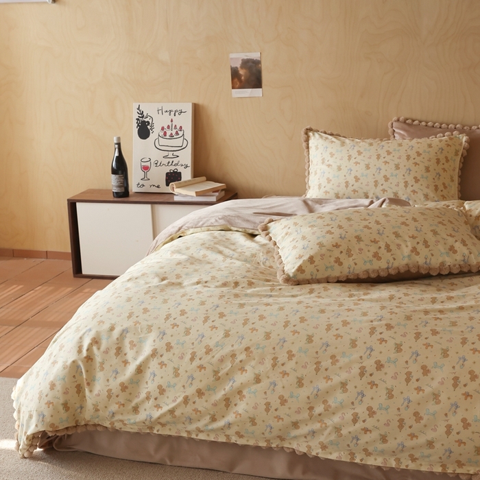 91家纺网 家纺一手货源 找家纺 棉眠 2024新款AB版毛球款棉加绒四件套 贵宾-黄（棉加绒）