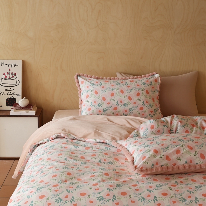 91家纺网 家纺一手货源 找家纺 棉眠 2024新款AB版毛球款棉加绒四件套 粉荔枝（棉加绒）