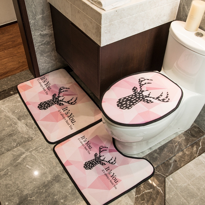 91家纺网 家纺一手货源 找家纺 爵仕家纺 2024新款网销款卫浴三件套地垫马桶盖 印象鹿