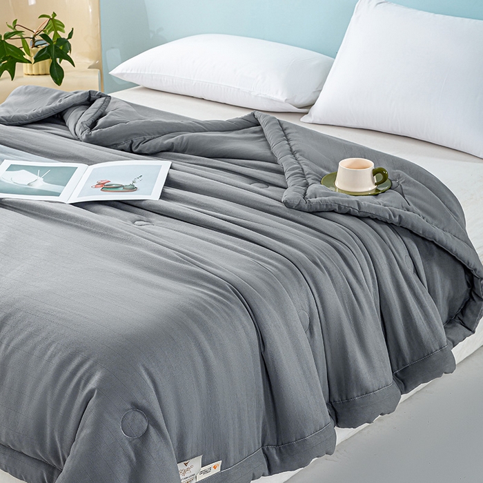 91家纺网 家纺一手货源 找家纺 森林人 2024新款A类双层纱大豆纤维夏凉被 双层纱-深灰