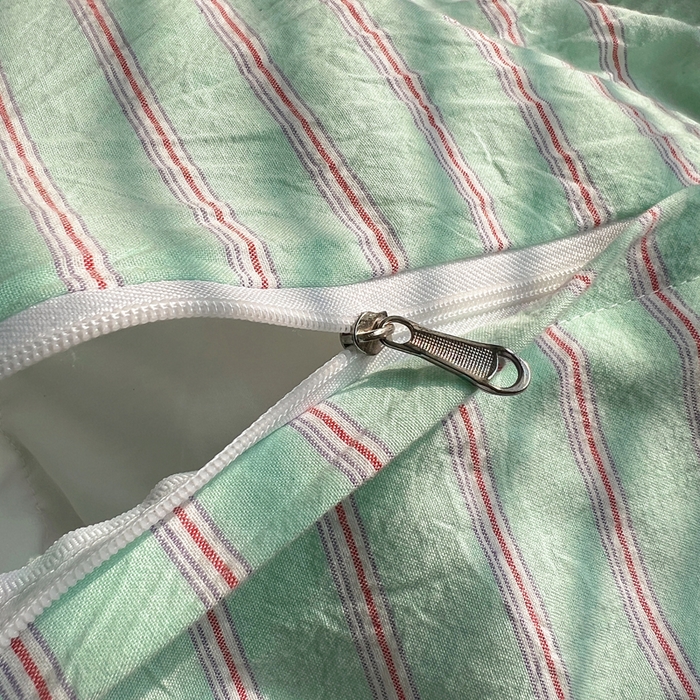 91家纺网 家纺一手货源 找家纺 玛奇朵 2024新款多巴胺INS博主同款全棉色织条纹混搭-布拉格 布拉格-绿