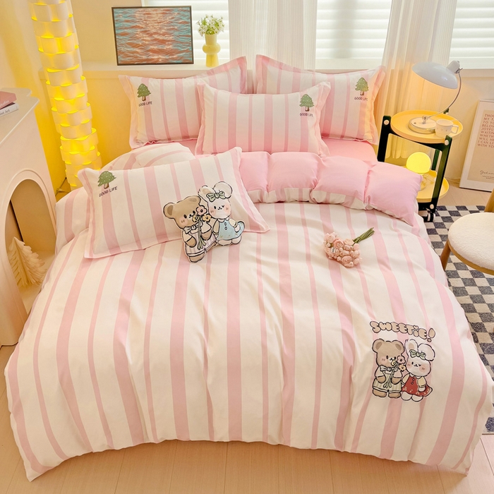 91家纺网 家纺一手货源 找家纺 （总）娜娜 2024新款磨毛水洗棉刺绣四件套 	