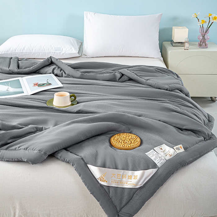 91家纺网 家纺一手货源 找家纺 森林人 2024新款A类双层纱大豆纤维夏凉被 双层纱-深灰
