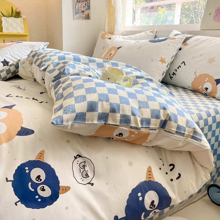 91家纺网 家纺一手货源 找家纺 雅居纺 2024新款高密全棉13070印花四件套 LUCK星