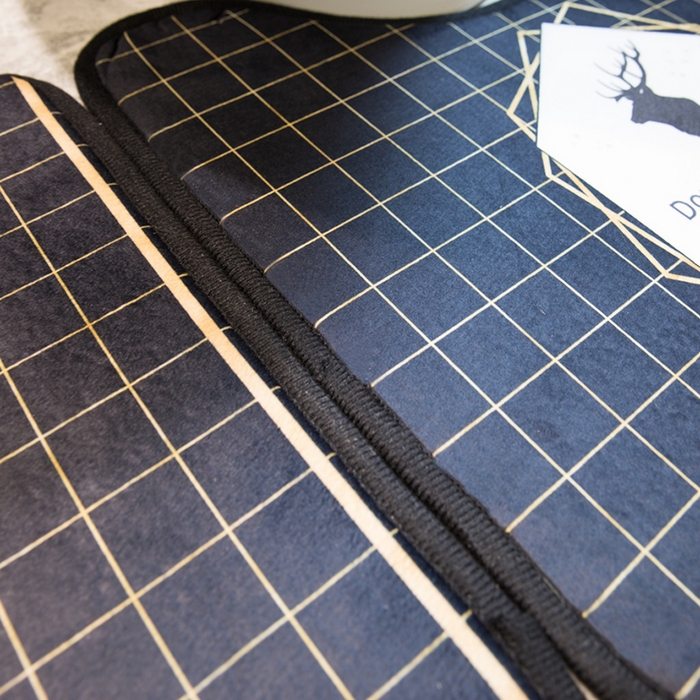 91家纺网 家纺一手货源 找家纺 爵仕家纺 2024新款网销款卫浴三件套地垫马桶盖 黑格鹿