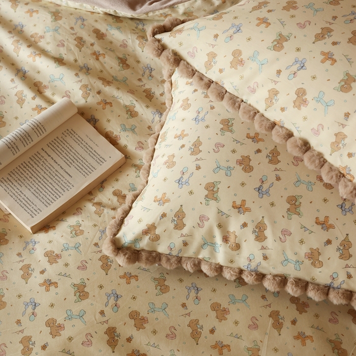 91家纺网 家纺一手货源 找家纺 棉眠 2024新款AB版毛球款棉加绒四件套 贵宾-黄（棉加绒）