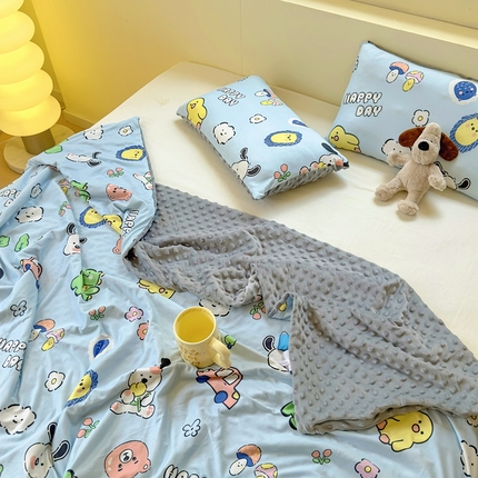 91家纺网 家纺一手货源 找家纺 （总）希诺 2024春夏豆豆绒多功能被套盖毯针织棉幼儿园豆豆被可拆洗