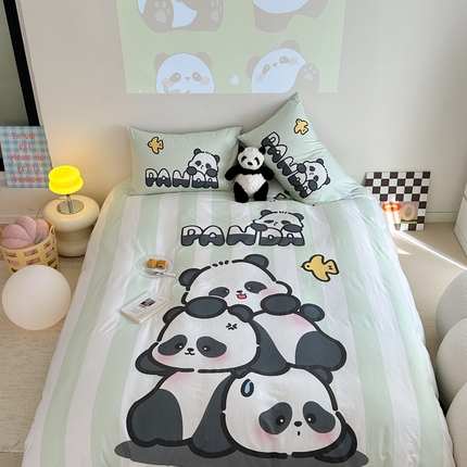 美乐迪家纺 2024新款大版全棉四件套 熊猫