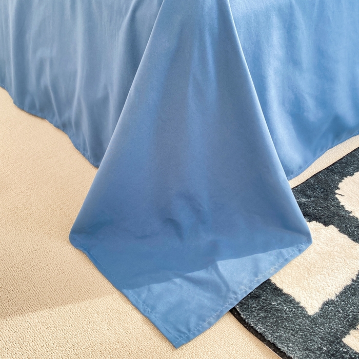 91家纺网 家纺一手货源 找家纺 芷凡家纺 2024新款亲肤棉纯色双拼四件套 米白+牛仔蓝