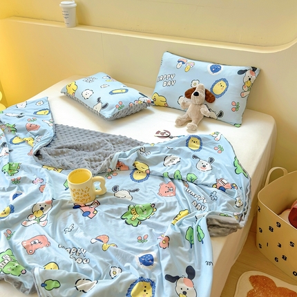 希诺 2024春夏豆豆绒多功能被套盖毯针织棉幼儿园豆豆被可拆洗 森林乐园