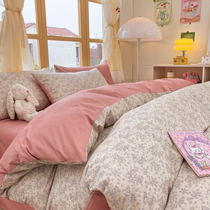 91家纺网 家纺一手货源 找家纺 捌月 2024新款全棉小花匠系列四件套单品系列 米娜