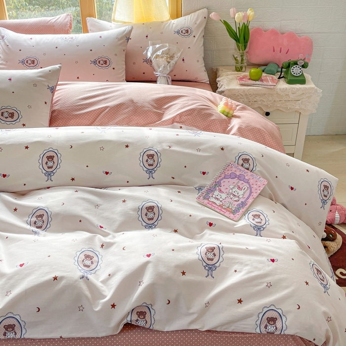 91家纺网 家纺一手货源 找家纺 捌月 2024新款全棉小花匠系列四件套单品系列 公主熊