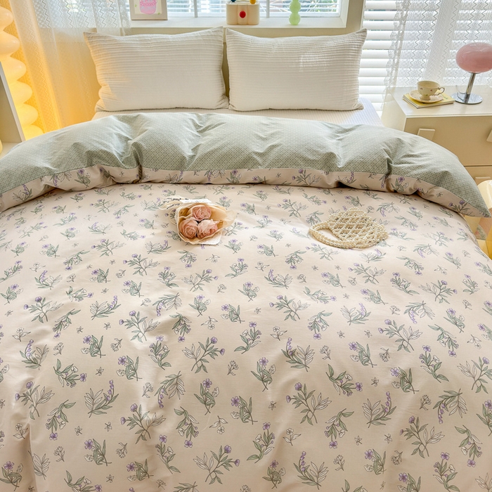 91家纺网 家纺一手货源 找家纺  清雅福 2024新款全棉13372小清新单被套系列第三季 宁静