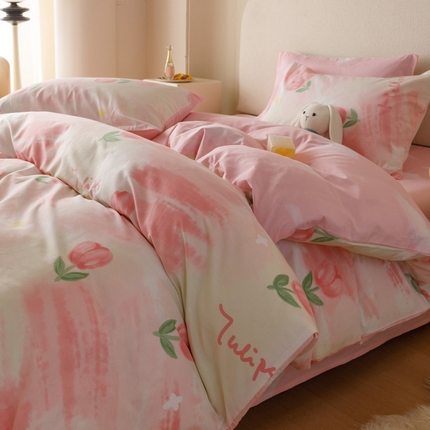 91家纺网 家纺一手货源 找家纺 （总）卡巴伦家纺 2024新款ins小清新全棉系列四件套