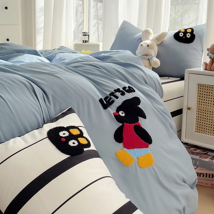 91家纺网 家纺一手货源 找家纺 （总）尤米 2024新款ins博主风系列【专版】毛巾绣系列单被套