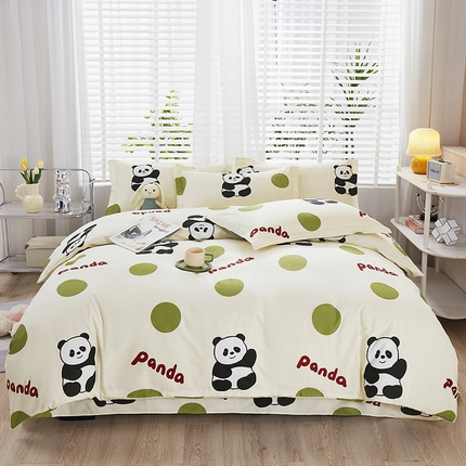 名优家纺 2024新款13070套件系列 全棉印花四件套 可爱熊猫